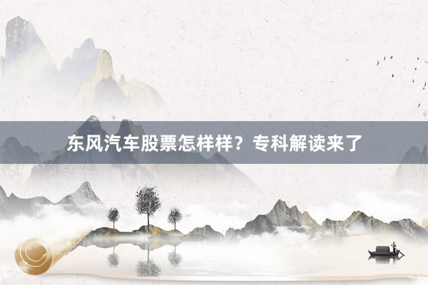 东风汽车股票怎样样？专科解读来了
